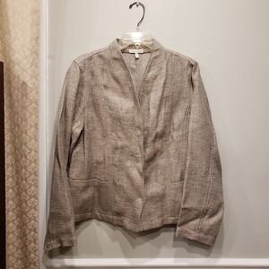 Sz Large Eileen Fisher Organic Linen and Cotton Blend Blazer Basket Weave
